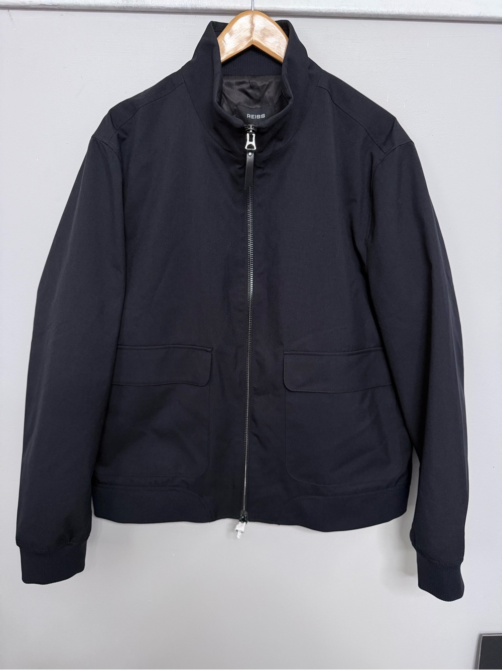 Reiss Men's Rufus Navy Blue Zip Bomber Jacket